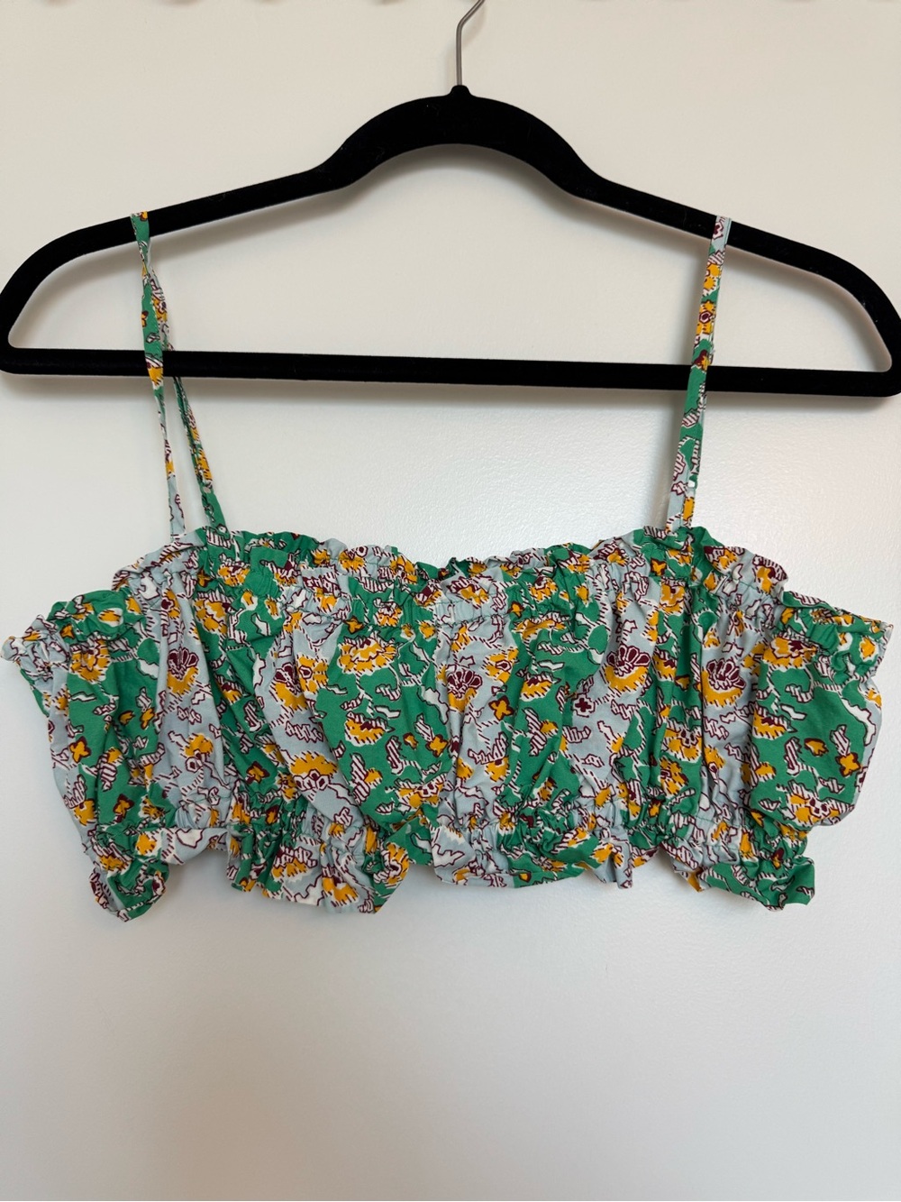 RHODE x Target Green Floral Smocked Crop Top with Yellow Accents